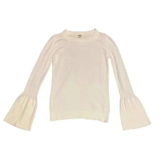 NWOT Uniq White Bell Sleeve Minimalist Casual Knit Sweater Top - Picture 1 of 5